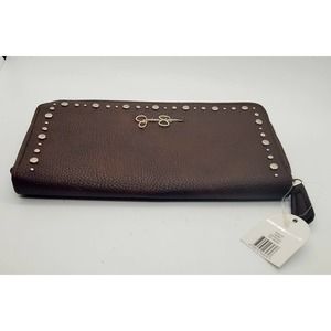 Jessica Simpson Gracie Style Studded Espresso Wallet Clutch New With Tag NWT